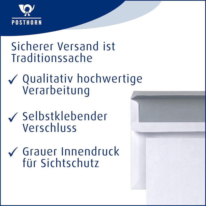 POSTHORN Briefumschlag C6 (1000 Stück) | Briefumschläge ohne Fenster | Umschläge C6 mit selbstkleben