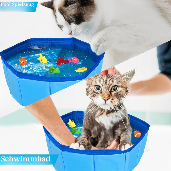Katzen Pool 50x10cm Faltbare Katzenpool mit 6 Fischen Wasser Spielzeug Faltbarer Pool Interaktives W