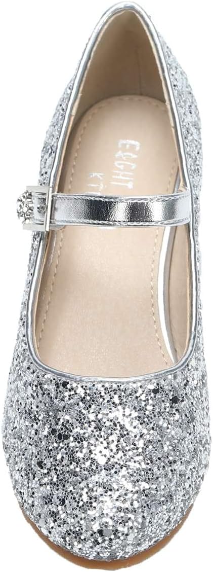 EIGHT KM - Mädchen High Heel Kleid Schuhe - Mary Jane Prinzessin Hochzeit Pumps - Funkelnder Glitzer
