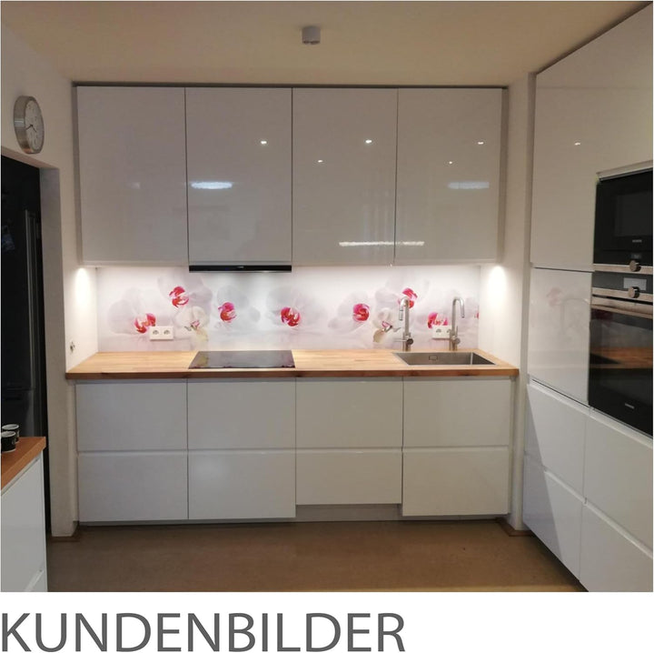 StickerProfis Küchenrückwand selbstklebend Glasoptik - ORCHIDEEN Ensemble - 1.8mm, Versteift, alle U