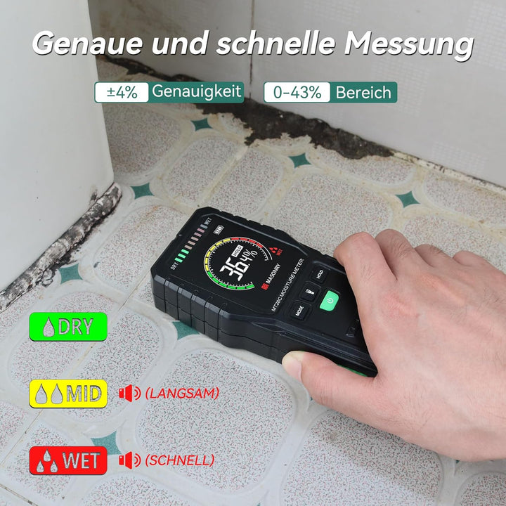 Feuchtigkeitsmessgerät für Wände Feuchtigkeitsmesser Wand Zerstörungsfreie Messung Feuchtemessgerät