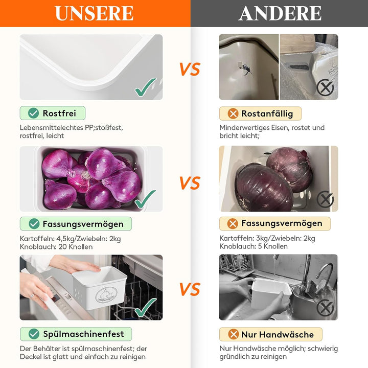 Lifewit Kartoffel Aufbewahrungsbox, 3er Set Grosse Kunttsoff Vorratsdosen für Kartoffel Zwiebel knob