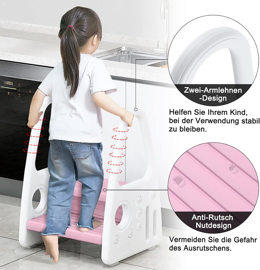YRHome Kinder Tritthocker Trittschemel 2 stufiger Lernturm Kinderschemel Kleinkind Trittstufe Tritth
