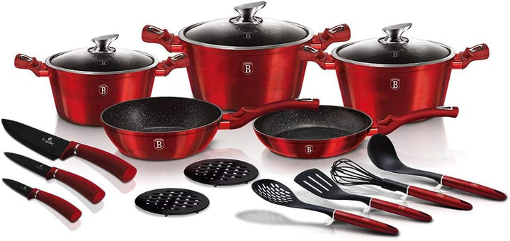 Berlinger Haus 17 Teile Kochgeschirr Set - Weinrot 17-Piece Weinrot, 17-Piece Weinrot