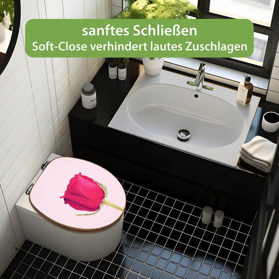 banjado Design WC Sitz Bambus Absenkautomatik 45,8x37,5cm - Toilettendeckel mit Absenkautomatik Holz