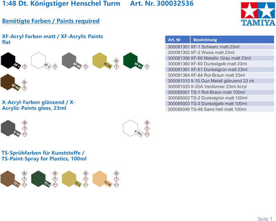 TAMIYA 300032536 1:48 Deutscher Königstiger Henschel Turm, originalgetreue Nachbildung, Modellbau, P