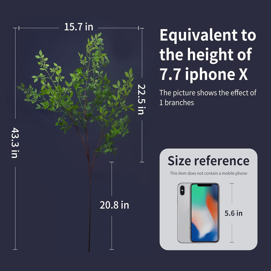Melorca&amp;Guilla Künstliche Pflanzen, 110 cm, grüne Nandina-Zweige für Vase, künstliche Pflanzen für G