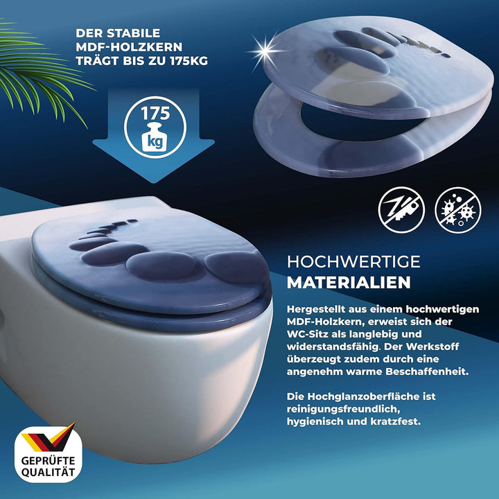 CASARIA® Toilettendeckel mit doppelter Absenkautomatik MDF rostfreie Metall Scharniere WC Sitz 175kg