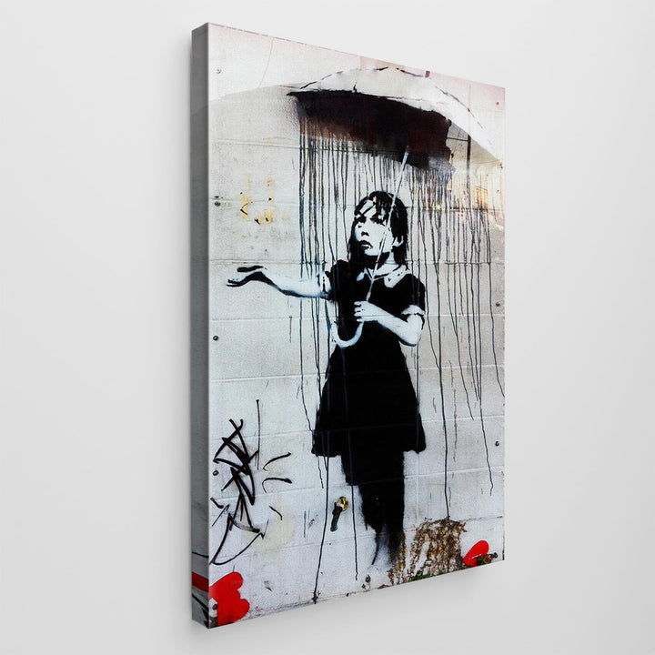 Giallobus - Gemälde - Banksy - - Standardleinwand - 35x50-22 - Regenschirm Mädchen - Bereit zum Aufh
