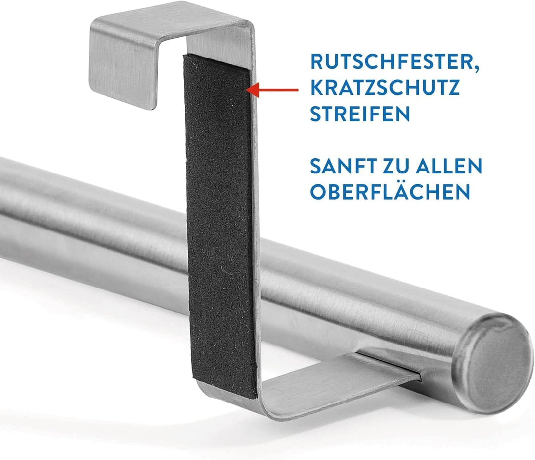 Tatkraft Spread | Türhandtuchhalter, Handtuchstange Teleskop | Gebürsteter Edelstahl | Solide, Auszi