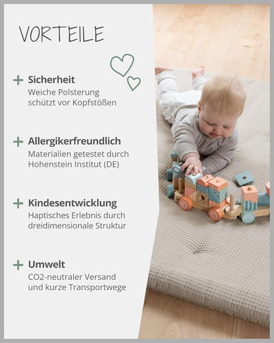 ULLENBOOM Baby Krabbeldecke 100x100 cm gepolstert in Sand (Made in EU) - Krabbeldecke für Baby mit 1