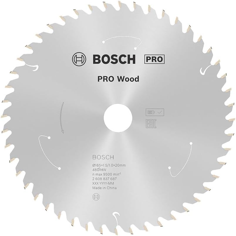 Bosch Accessories 1x Kreissägeblatt Standard for Wood (Holz, Sägeblatt Ø 165 x 20 x 1,5 mm, 48 Zähne
