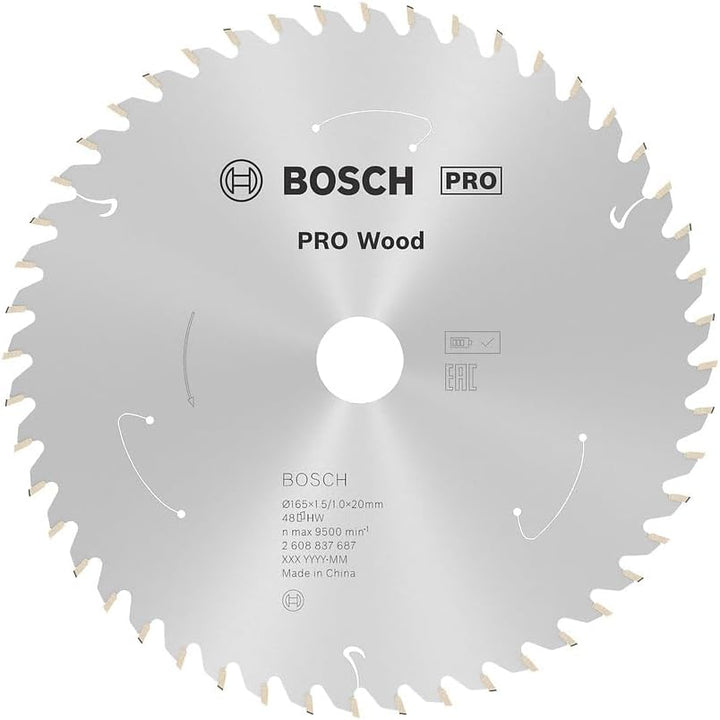 Bosch Accessories 1x Kreissägeblatt Standard for Wood (Holz, Sägeblatt Ø 165 x 20 x 1,5 mm, 48 Zähne