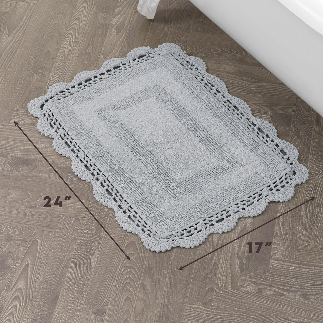 Laura Ashley Badteppich, gehäkelt, Baumwolle, 43 x 61 cm, Hellgrau 17x24 Hellgrau, 17x24 Hellgrau