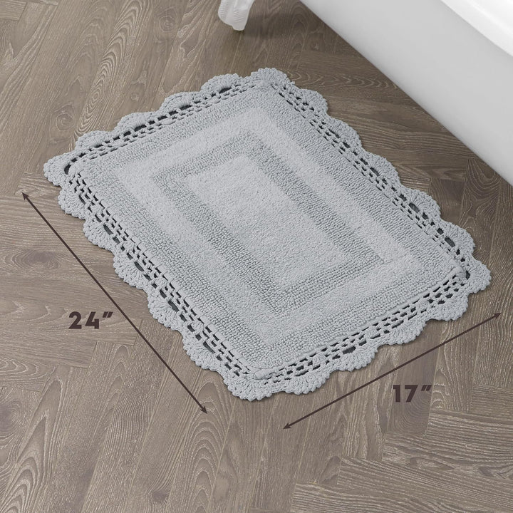 Laura Ashley Badteppich, gehäkelt, Baumwolle, 43 x 61 cm, Hellgrau 17x24 Hellgrau, 17x24 Hellgrau