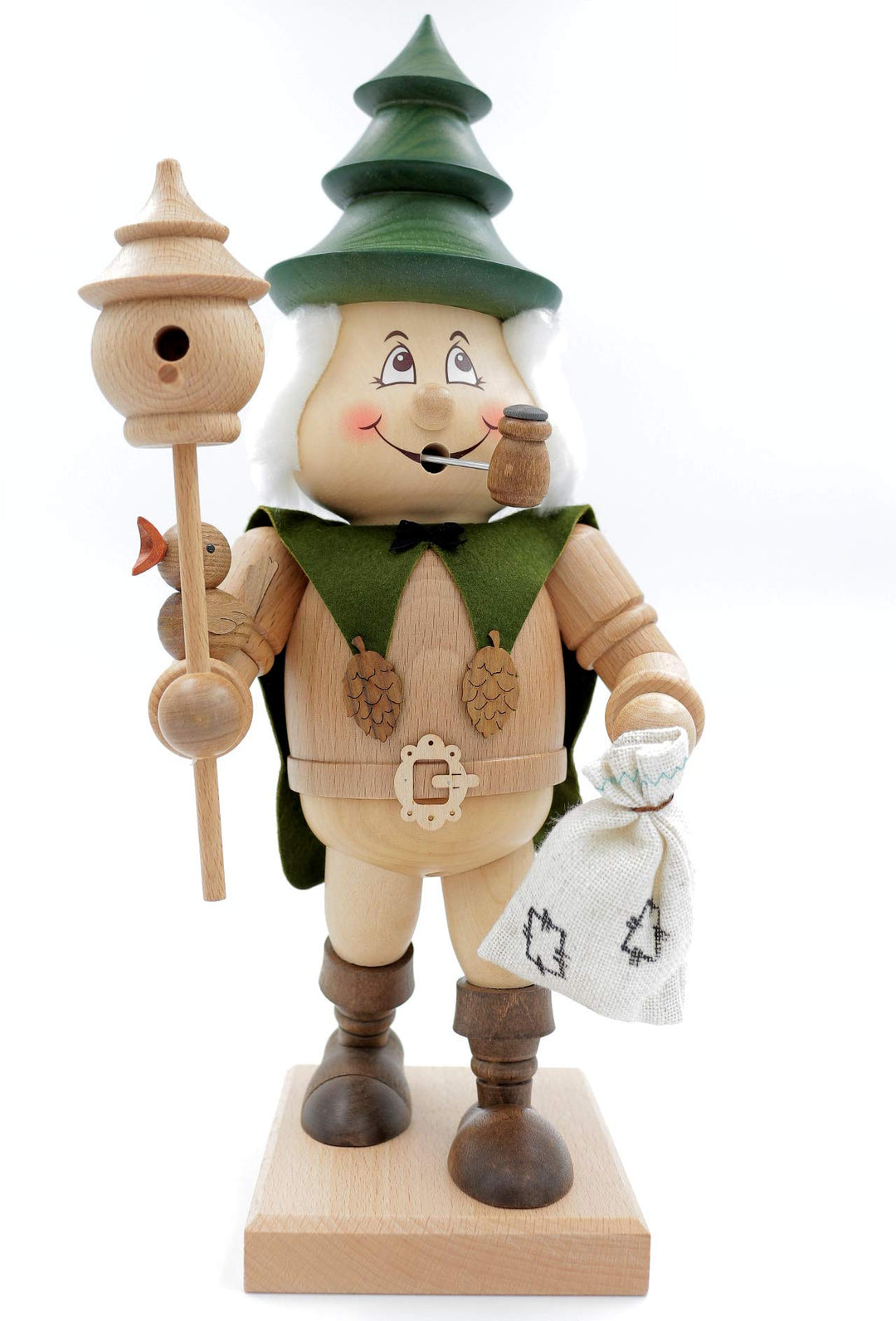 Kuhnert - Original Erzgebirgische Holzkunst Räuchermann Räucherfigur Wichtel 35cm - Tannenwichtel, T