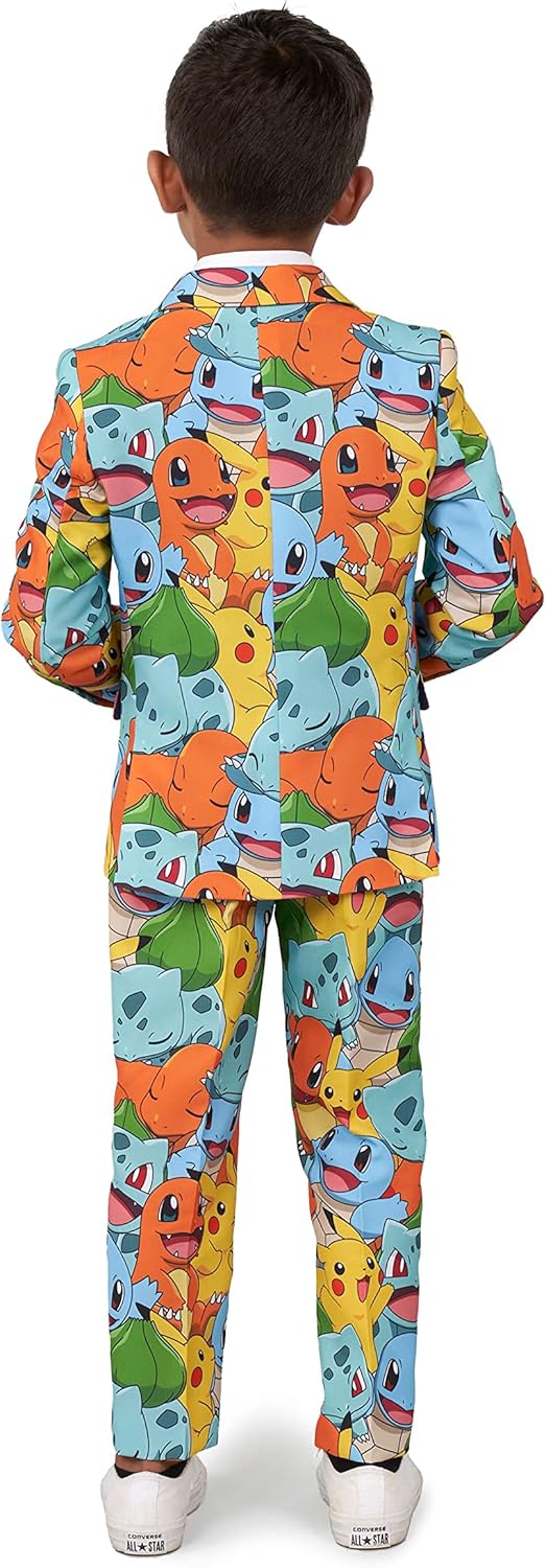 OppoSuits Jungen-Pokémon-Anzug - Pikachu-Outfit - Inklusive Blazer, Hose und Krawatte - Mehrfarbig -