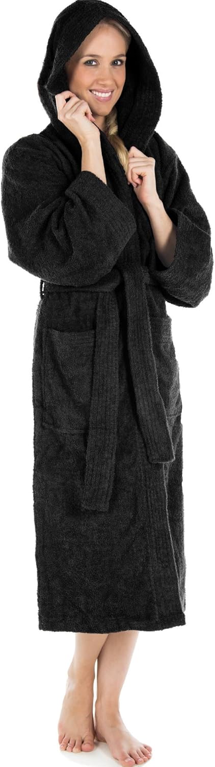 CelinaTex S-XXXL Bademantel Kapuze oder Schalkragen Uni lang aufgesetzte Taschen Damen Herren Unisex