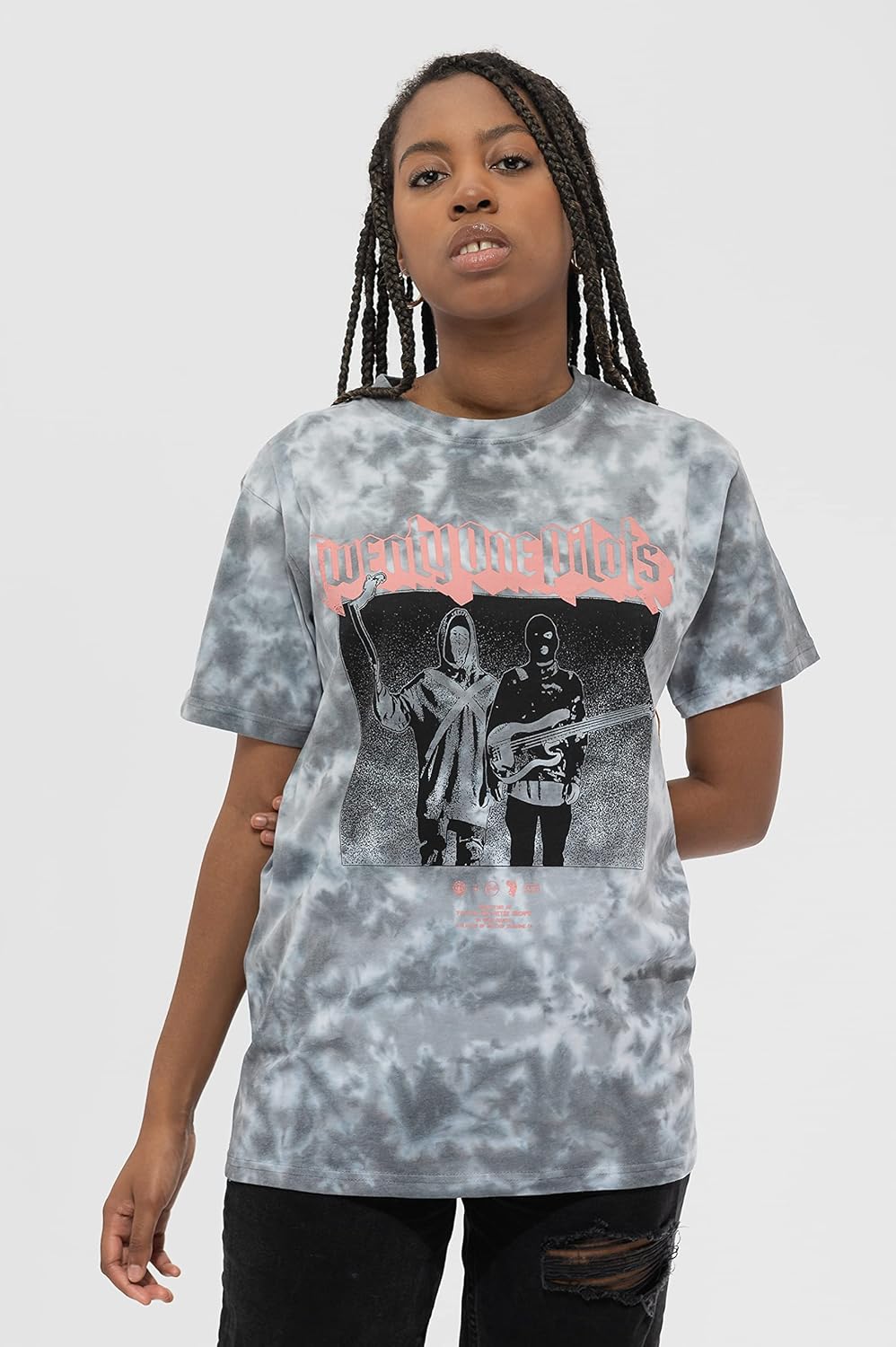 Twenty One Pilots T Shirt Torch Bearers Band Logo Herren Weiss and Grau Dye Wash L Grau, L Grau