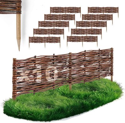 BOGATECO 10 x Beeteinfassung aus Weide | 100 cm Lang & 20 cm Hoch | Holz-Zaun Rasenkante | Weiden-Za