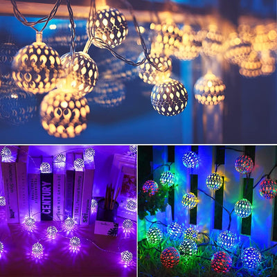 4M Kugel LED Lichterkette Innen USB, Marokkanische Kugeln Orientalisch Lichterkette Aussen, 40er LED