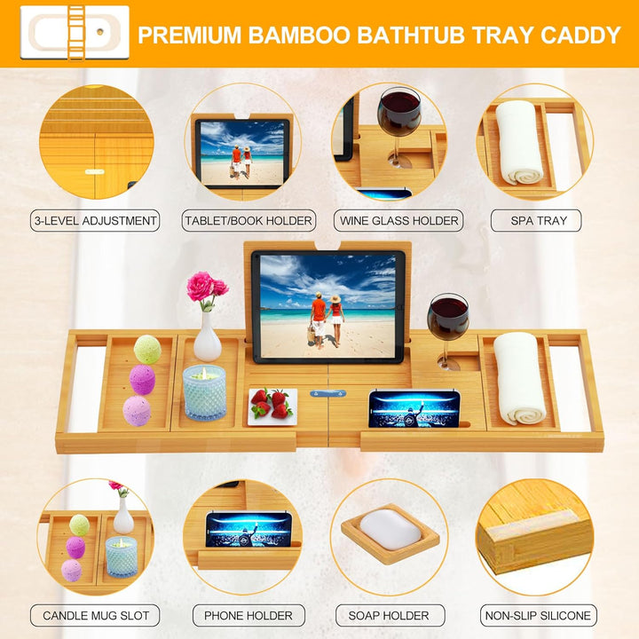 Premium Bamboo Bath Tray, Bamboo
