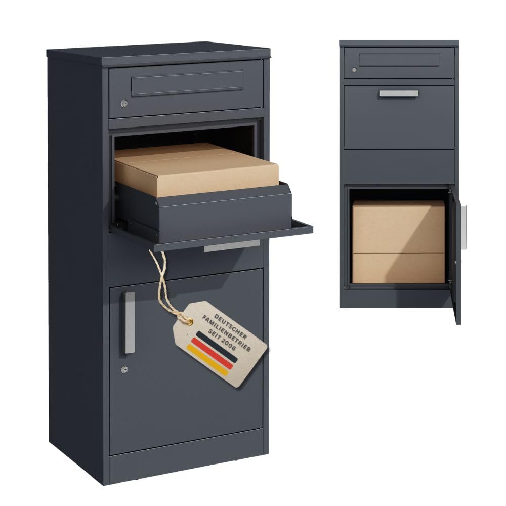 RS Trade Paketbriefkasten XXL mit Paketfach – Freistehende Paketbox für draussen, Abschliessbarer Br