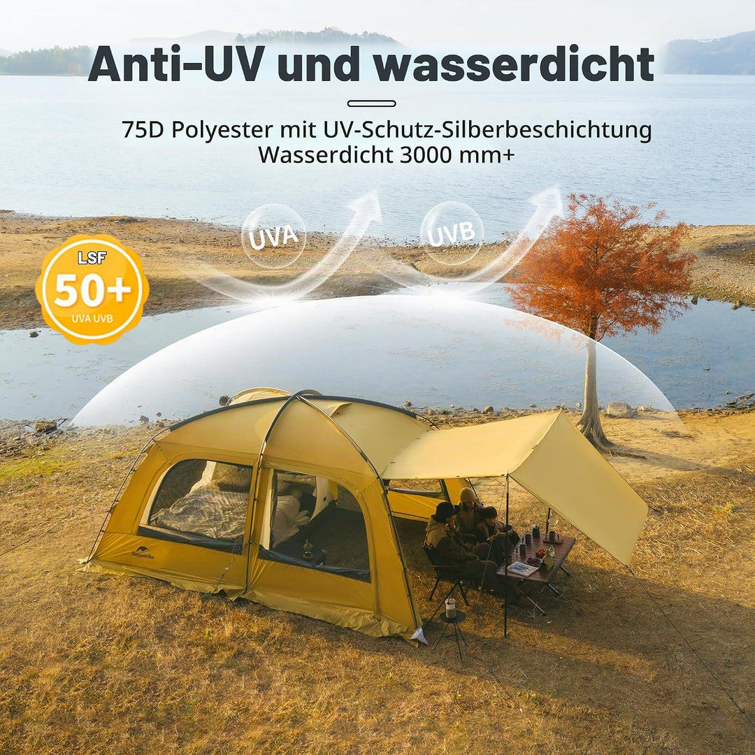 Naturehike Campingzelt 2-4 &amp; 3-6 Personen Thermozelt Hot Tent mit Herdwagenheber PU3000mm UPF50+ mit