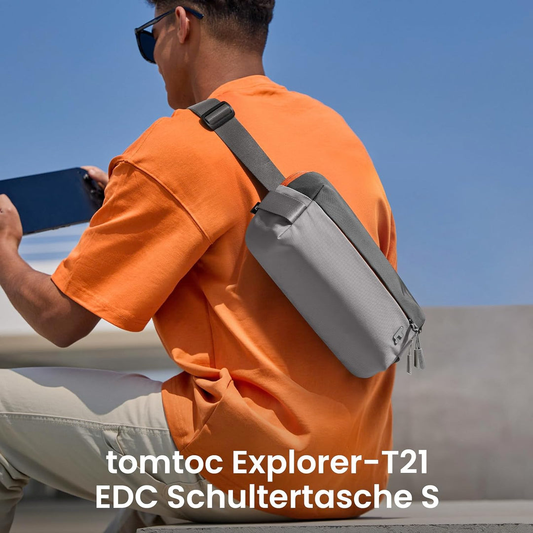 tomtoc Kompakt Sling Bag, 4L Minimalistisch Brusttasche Umhängetasche Schultertasche für Herren und