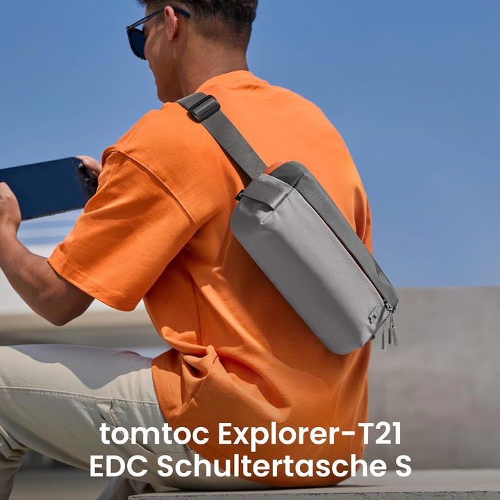tomtoc Kompakt Sling Bag, 4L Minimalistisch Brusttasche Umhängetasche Schultertasche für Herren und