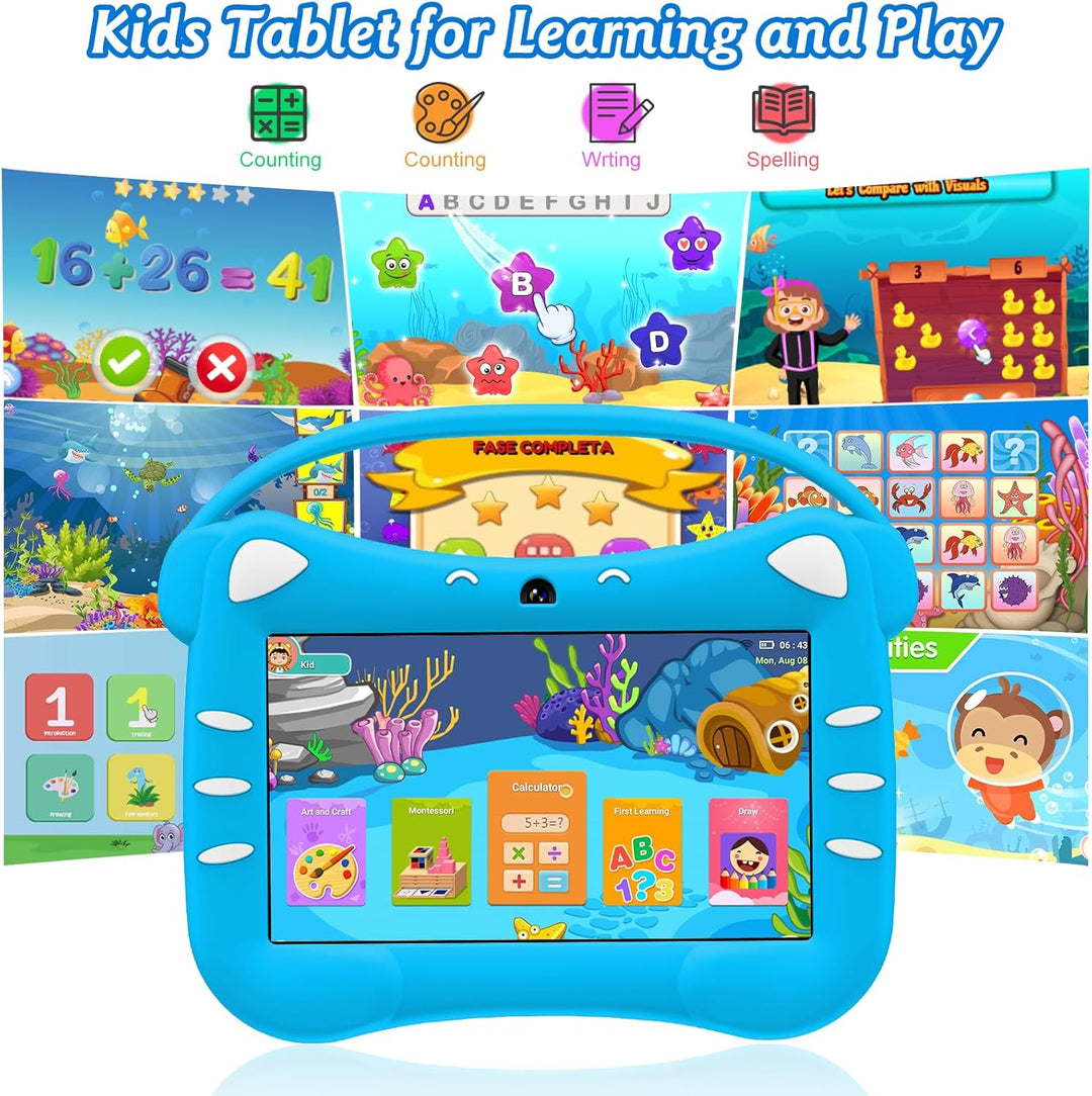 VESWWE Kinder Tablet 7 Zoll Android Tablet für Kinder mit WiFi Bluetooth 32GB ROM kindgerechte Hülle