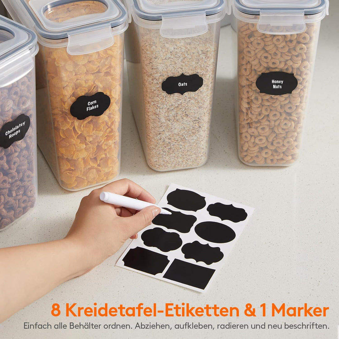 Lifewit 4 Stücke Vorratsdosen Set für Müsli mit Klappdeckel, 4L luftdichte Aufbewahrung Sets mit Eti