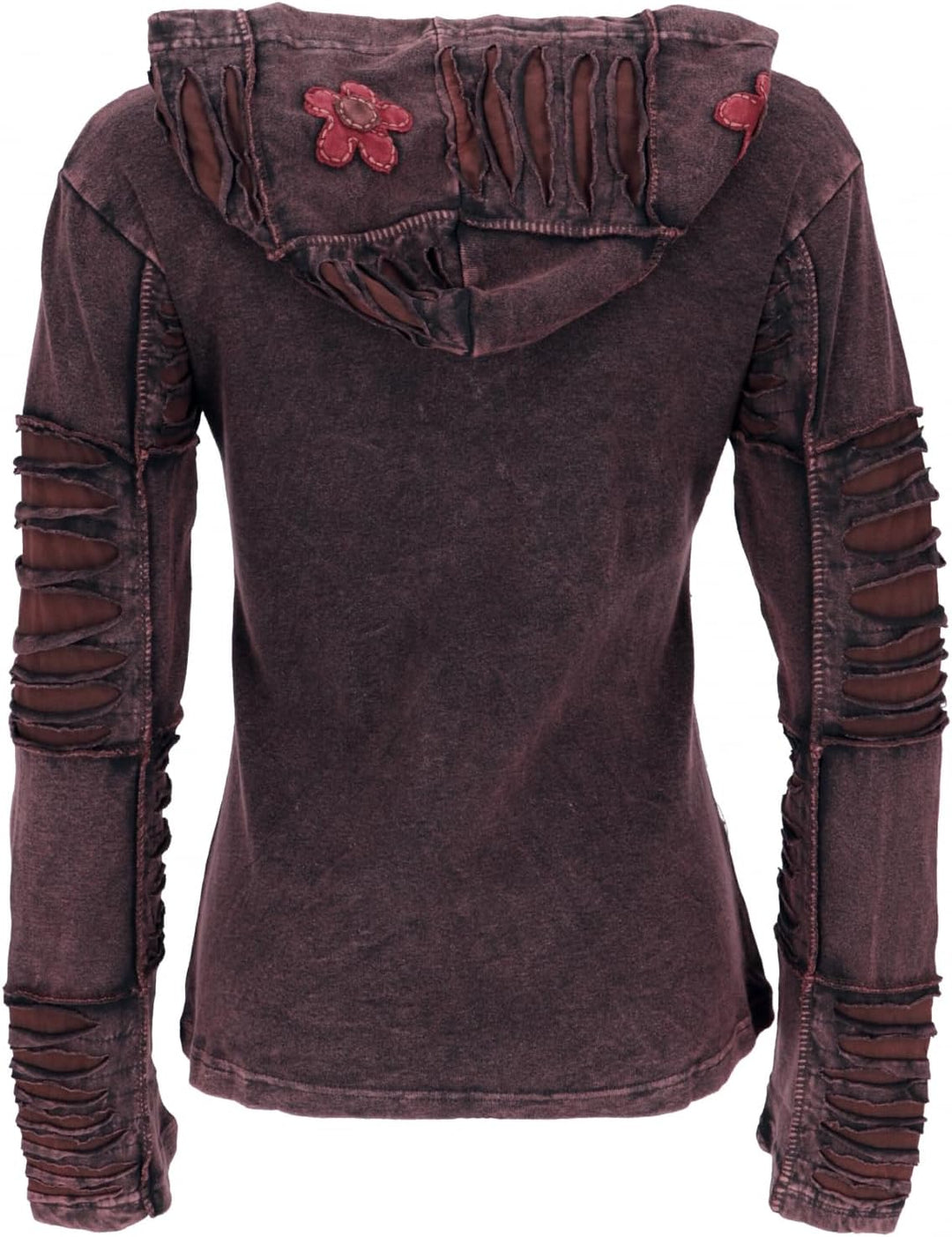GURU SHOP Goa Patchwork Jacke, Kapuzenjacke, Damen, Baumwolle, 38 dunkelbraun