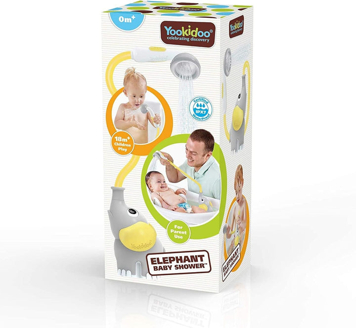 Yookidoo Babydusche Elefant in Grau mit Gelb