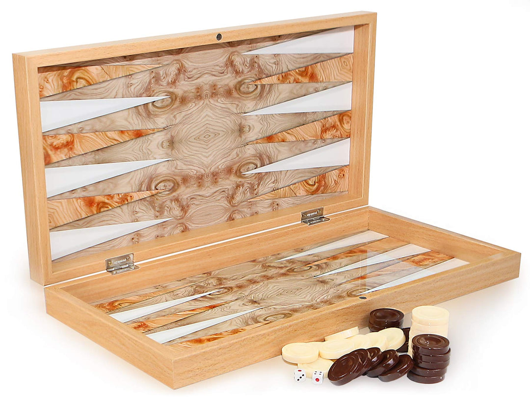 SEMUS Luxus Backgammon TAVLA Intarsien Look XXL GeoMOTIV