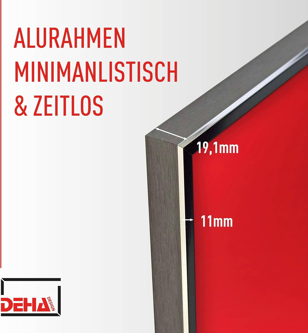 DEHA Design Bilderrahmen Boston, 50x70 cm, Aluminium Contrastgrau, bruchsicheres Acrylglas, für Post