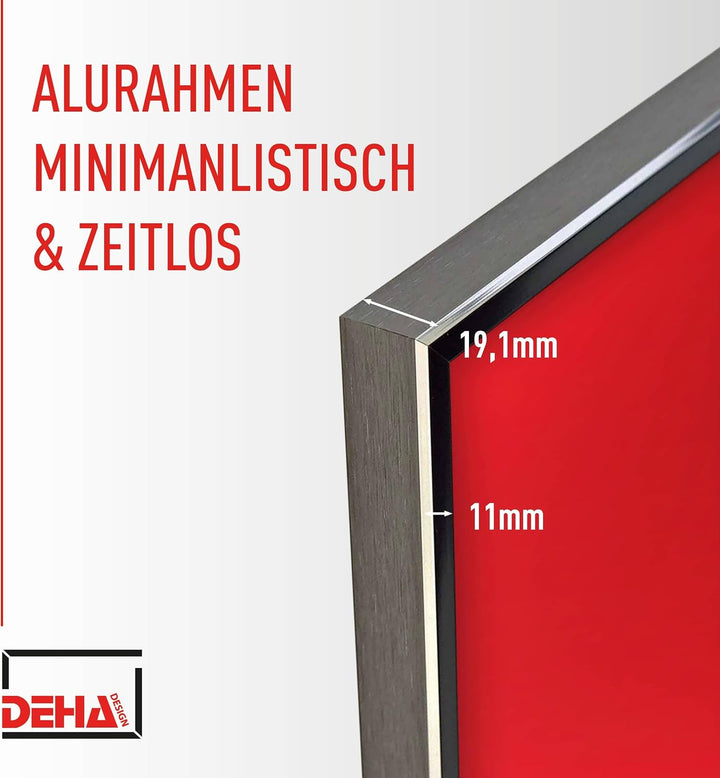 DEHA Design Bilderrahmen Boston, 50x70 cm, Aluminium Contrastgrau, bruchsicheres Acrylglas, für Post