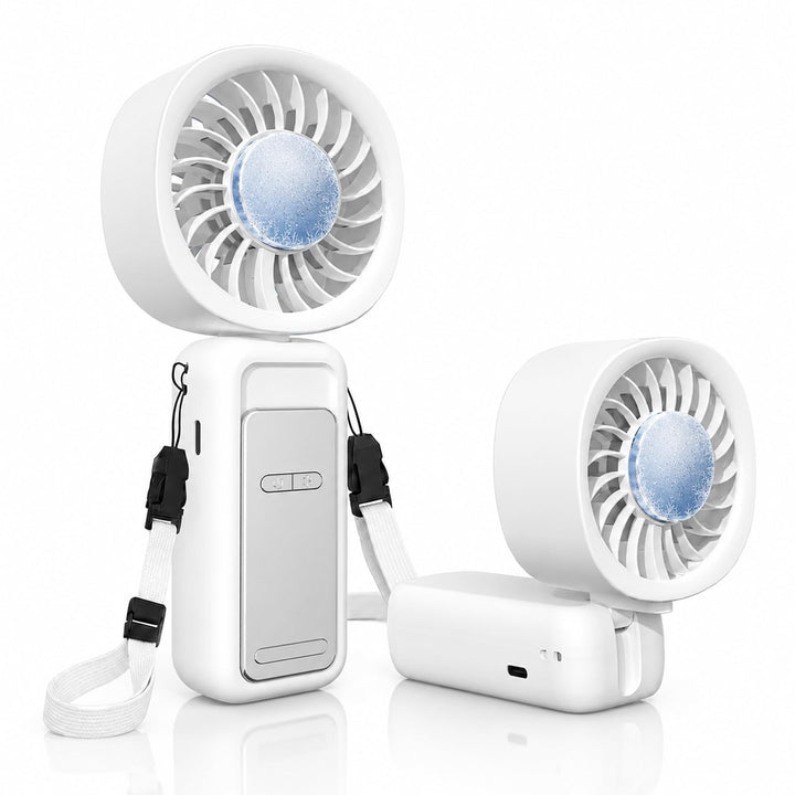 Mini Handventilator mit 5000mAh, USB Handventilator Tragbar mit Kühlplatte, 5 Geschwindigkeiten, 90°