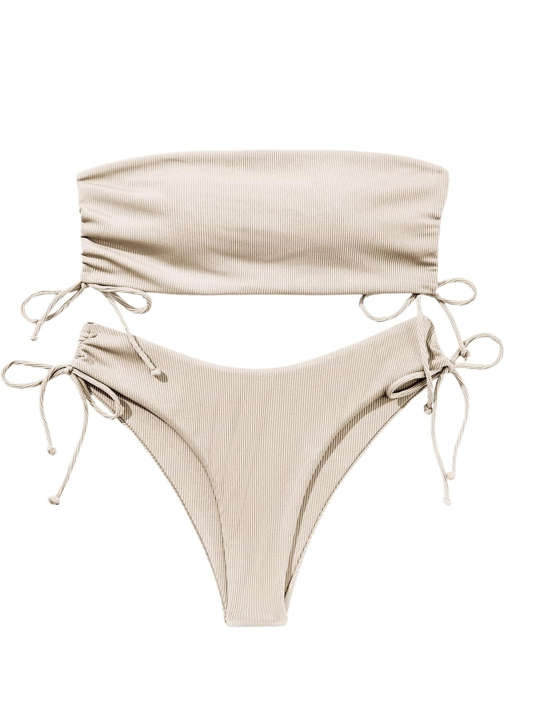 GORGLITTER Bandeau Bikini Damen Set Bikini High Waist Trägerlos Bikini Mit Kordelzug Bikini Set Einf