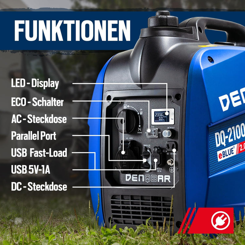 DENQBAR 2100 W Inverter Stromerzeuger Notstromaggregat Stromaggregat Digitaler Generator benzinbetri