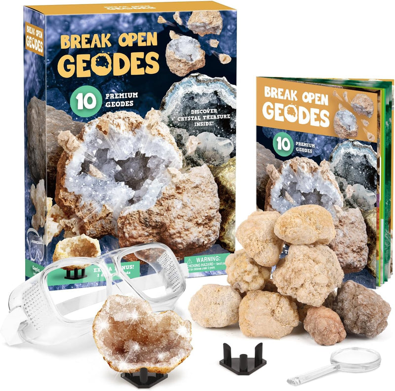 Geoden Zum Aufbrechen Set Kinder - Mit 10 Gross Geoden Steine - Experimentierkästen für Kinder 5 6 7