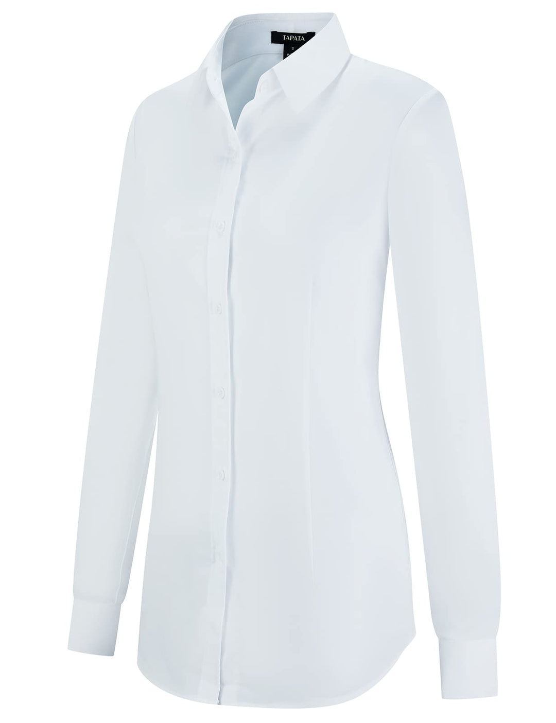 Tapata Frauen Klassische Button-Down Bluse Formelle Arbeit Kleid Fitted Shirts Kragen Langarm Busine