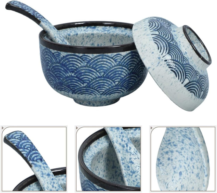 Gatuida 1Satz Multifunktionale Japanische Suppenschale mit Deckel Teilig für Miso Suppe und Ramen Mi
