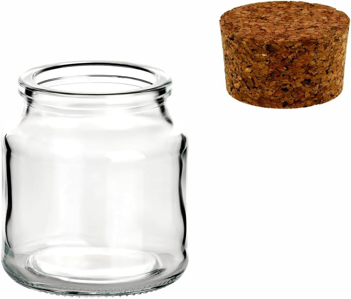 gouveo 12er Set Gewürzglas 200 ml (0,20 l) Gewürzglas 200 ml Rondo mit Presskorken rundes Vorratsgla