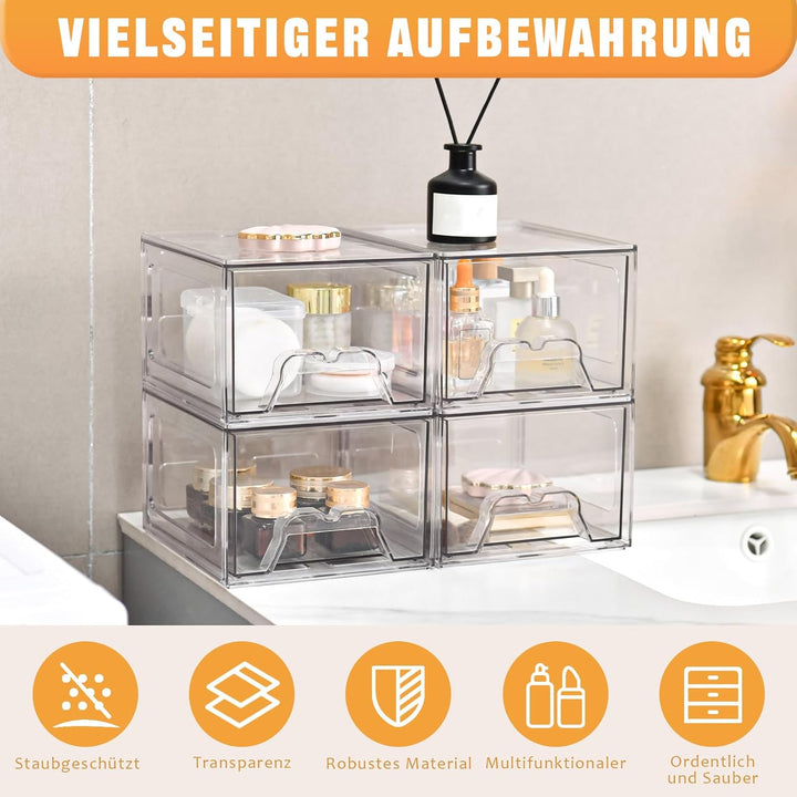 Stebopum Acryl Kosmetik Organizer, Transparent Schminktisch Organizer für Schublade,Stapelbare Schub