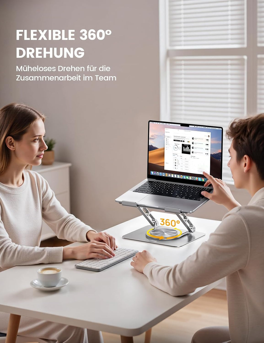 Lamicall Laptop Ständer, Verstellbarer Laptopständer - [360° Drehbar] Faltbarer Alu Notebook Ständer