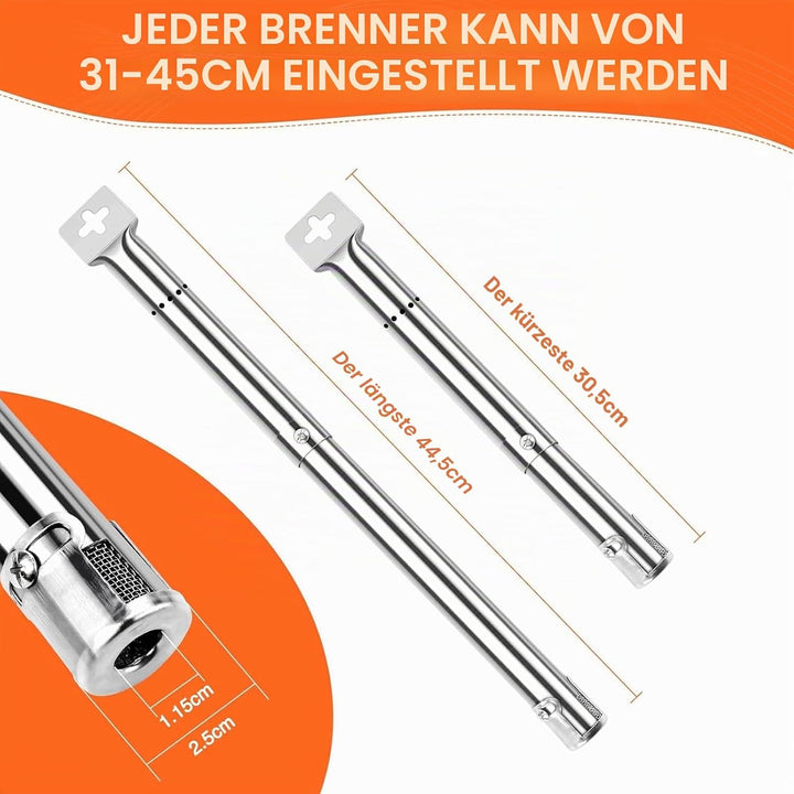 Denmay 31-45cm Universal Edelstahl Brenner ersatzteile für Landmann Triton 2, Enders, Tepro, Taino,
