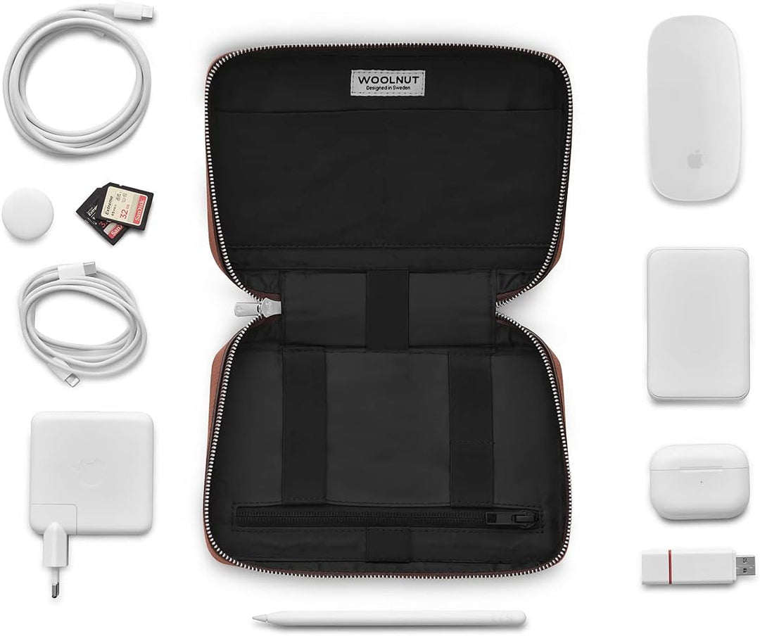 Woolnut Tech-Organizer aus Leder für Apple Zubehör - Cognac Braun, Cognac Braun