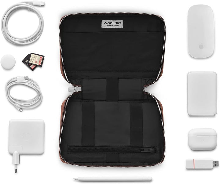 Woolnut Tech-Organizer aus Leder für Apple Zubehör - Cognac Braun, Cognac Braun