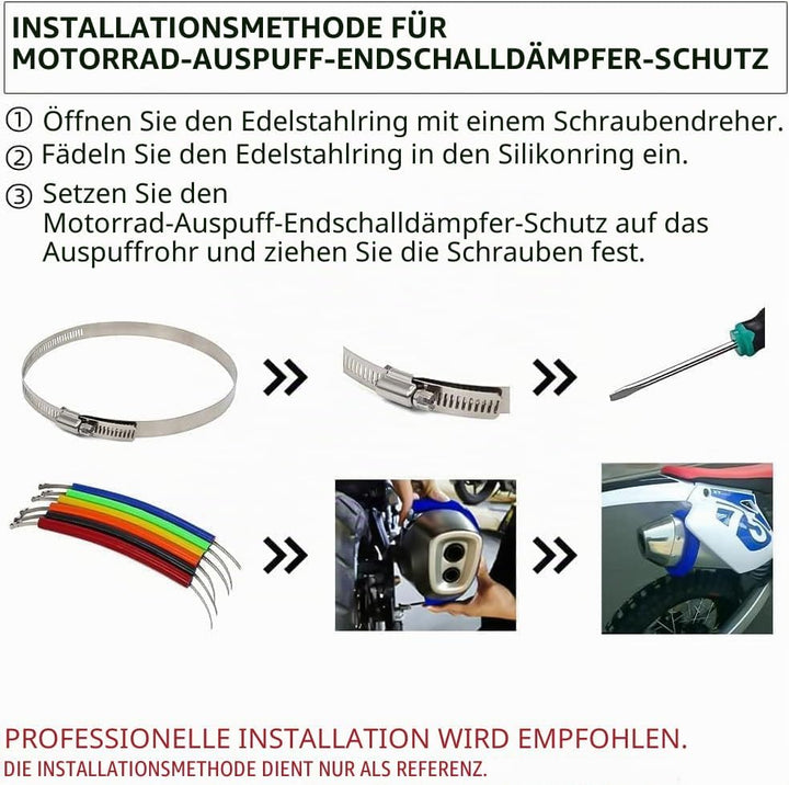 JFG RACING 64 cm/25,2" Motorrad Auspuff Schutzring,Universeller-Schwarz | Verstellbarer Auspuff Schu